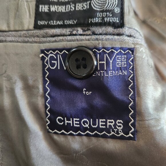 Givenchy Gentleman for Chequers Vintage Blazer Suit Jacket Gray Pinstriped 42R - Picture 11 of 16